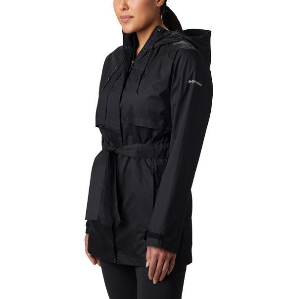 Columbia Pardon My Trench Rain Jacket Black For Women's NZ12856 New Zealand